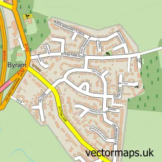 Street map sample of Byram, North Yorkshire