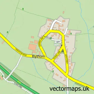 Street map sample of Bythorn, Cambridgeshire
