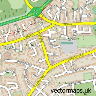Street map sample of Cadbury Heath, Gloucestershire