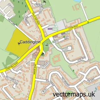 Street map sample of Caddington, Bedfordshire