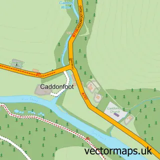 Street map sample of Caddonfoot, Roxburgh, Ettrick and Lauderdale