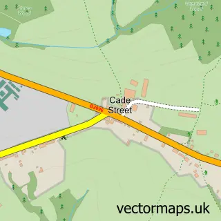 Street map sample of Cade Street, East Sussex
