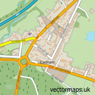 Street map sample of Cadnam, Hampshire