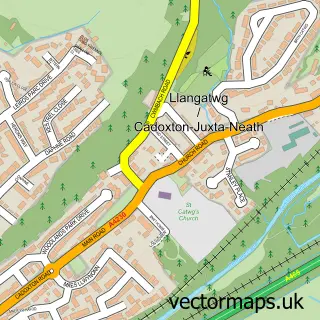 Street map sample of Cadoxton-juxta-Neath, West Glamorgan