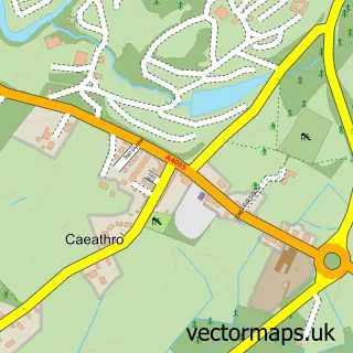 Street map sample of Caeathro, Gwynedd