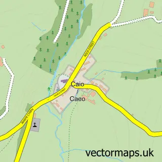Street map sample of Caeo, Dyfed