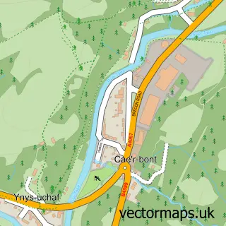 Street map sample of Cae'r Bont, Powys