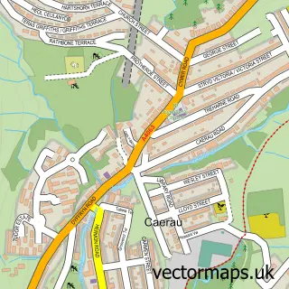 Street map sample of Caerau, Mid Glamorgan
