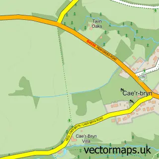 Street map sample of Caerbryn, Dyfed