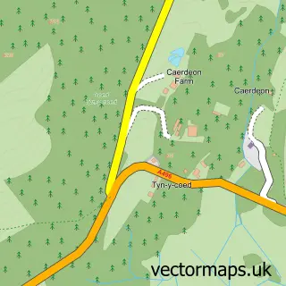 Street map sample of Caerdeon, Gwynedd