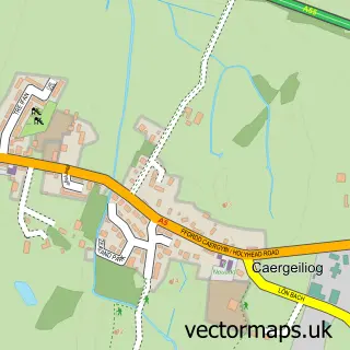 Street map sample of Caergeiliog, Gwynedd
