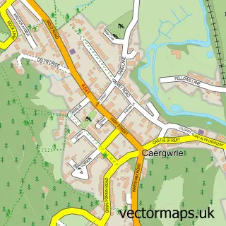 Street map sample of Caergwrle, Clwyd