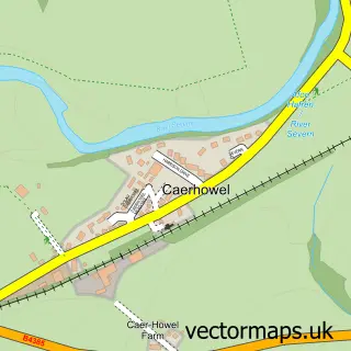 Street map sample of Caerhowel, Powys