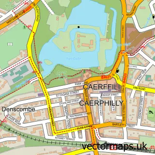 Street map sample of Caerphilly, Gwent