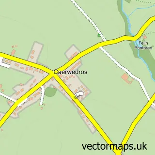 Street map sample of Caerwedros, Dyfed