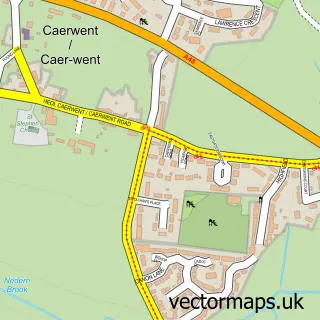 Street map sample of Caerwent, Gwent