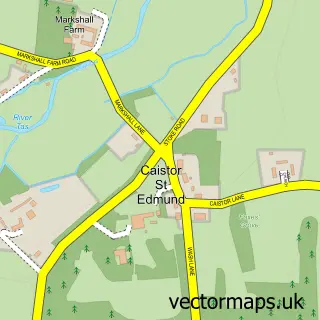 Street map sample of Caistor St Edmund, Norfolk