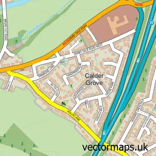 Street map sample of Calder Grove, West Yorkshire