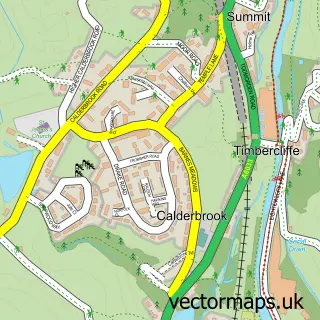 Street map sample of Calderbrook, Greater Manchester
