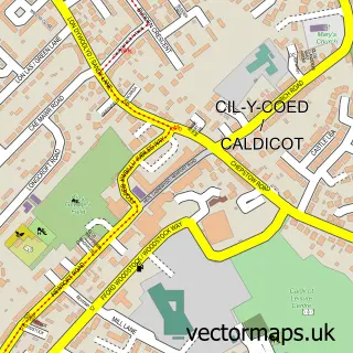 Street map sample of Caldicot, Gwent