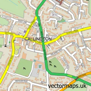 Street map sample of Callington, Cornwall