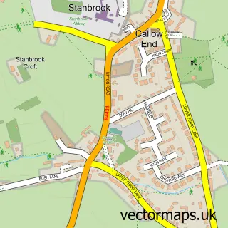 Street map sample of Callow End, Worcestershire