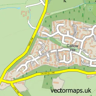 Street map sample of Callow Hill, Worcestershire