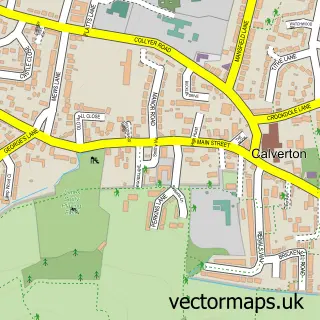 Street map sample of Calverton, Nottinghamshire