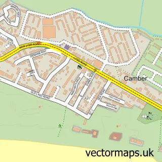 Street map sample of Camber, East Sussex