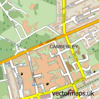 Street map sample of Camberley, Surrey