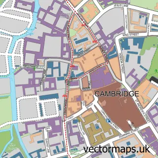 Street map sample of Cambridge, Cambridgeshire
