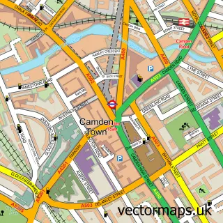 Street map sample of Camden Town, Greater London