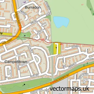 Street map sample of Camperdown, Tyne & Wear