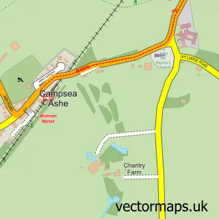 Street map sample of Campsea Ashe, Suffolk