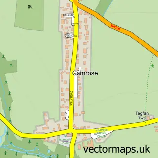 Street map sample of Camrose, Dyfed