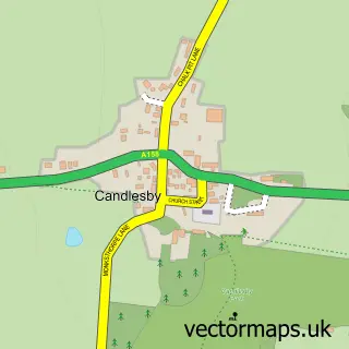 Street map sample of Candlesby, Lincolnshire