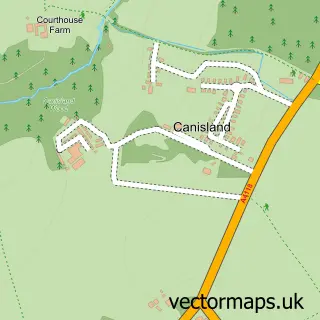 Street map sample of Canisland, West Glamorgan