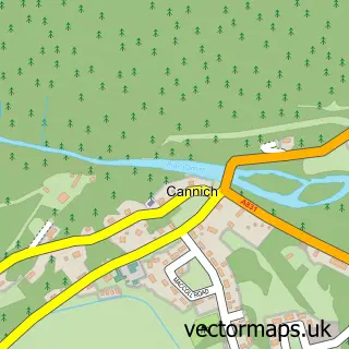 Street map sample of Cannich, Inverness