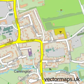 Street map sample of Cannington, Somerset