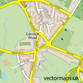 Street map sample of Cannock Wood, Staffordshire