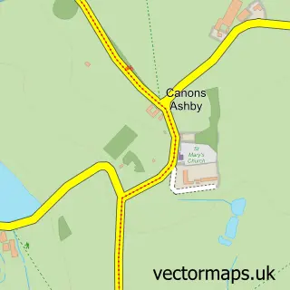 Street map sample of Canons Ashby, Northamptonshire