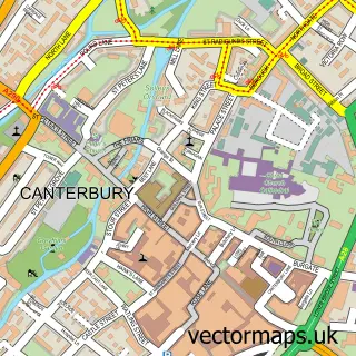 Street map sample of Canterbury, Kent