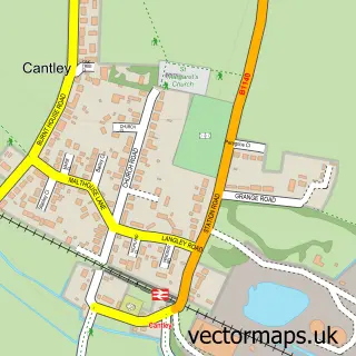 Street map sample of Cantley, Norfolk