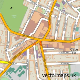 Street map sample of Cape Hill, West Midlands