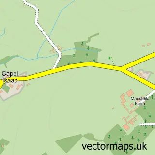 Street map sample of Capel Isaac, Dyfed