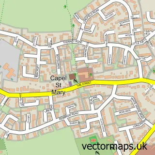 Street map sample of Capel St Mary, Suffolk