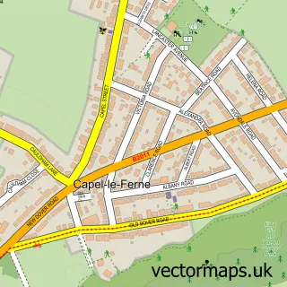Street map sample of Capel-le-Ferne, Kent