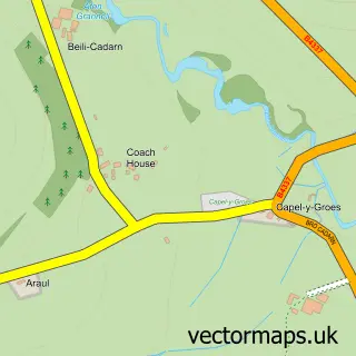 Street map sample of Capel-y-Groes, Dyfed