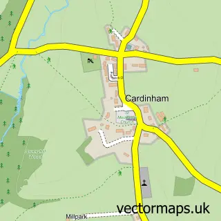 Street map sample of Cardinham, Cornwall