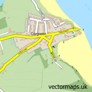 Street map sample of Cargreen, Cornwall